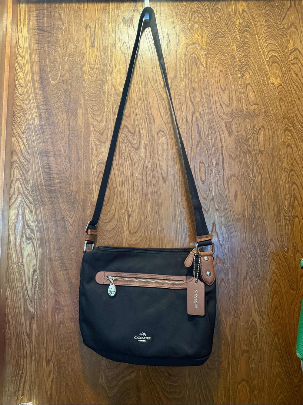 Coach Black Crossbody with Brown Trim